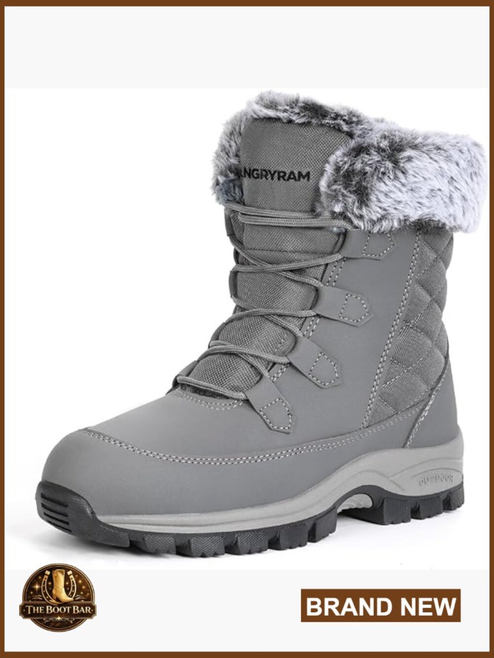Women's Winter Snow Boots Mid Calf Insulated Steel Toe Non Slip Faux Fur Lace